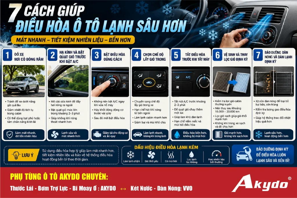 7 Cách Giúp Điều Hòa Ô Tô Lạnh Sâu Hơn Và Mát Nhanh Hơn