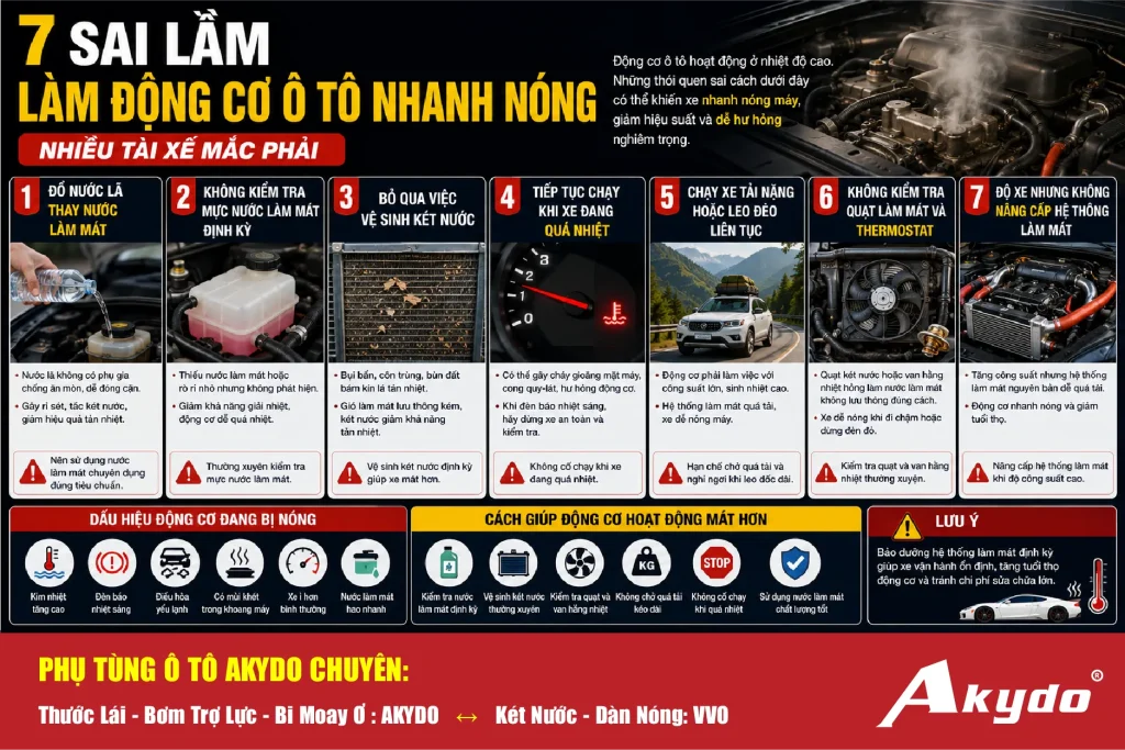 7 sai lầm khiến ô tô nhanh nóng máy