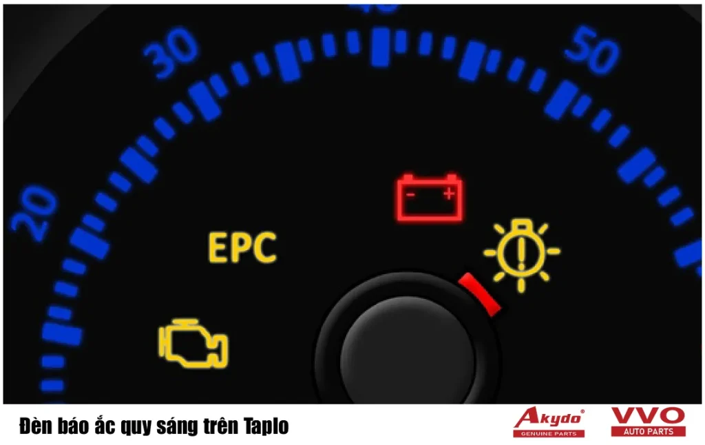Đèn báo ắc quy sáng trên Taplo
