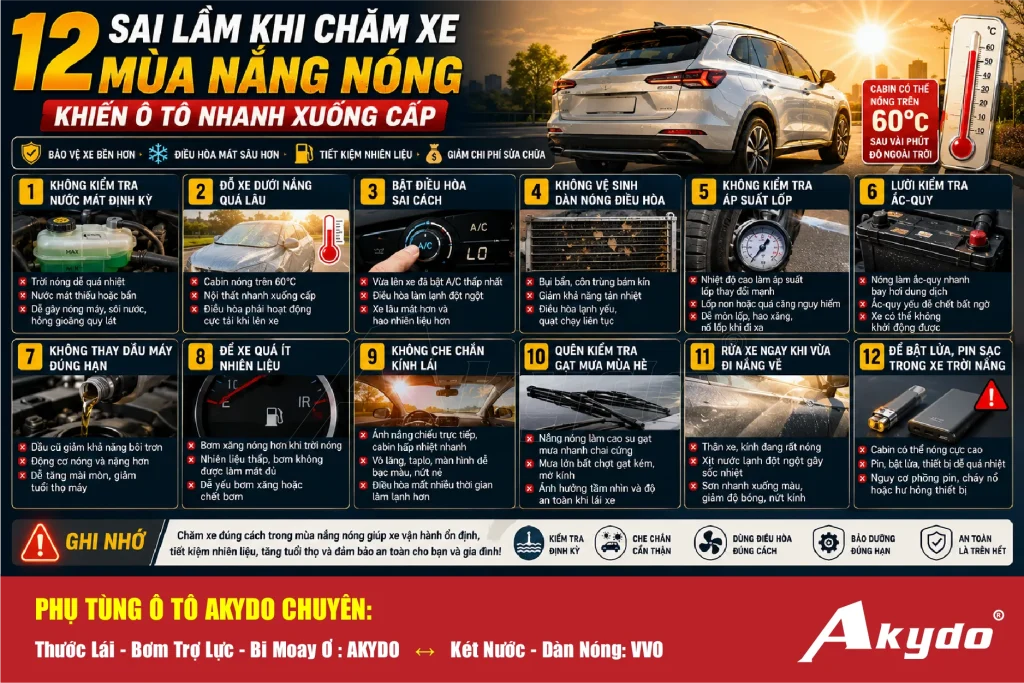 Sai lầm khi chăm sóc xe mùa nắng