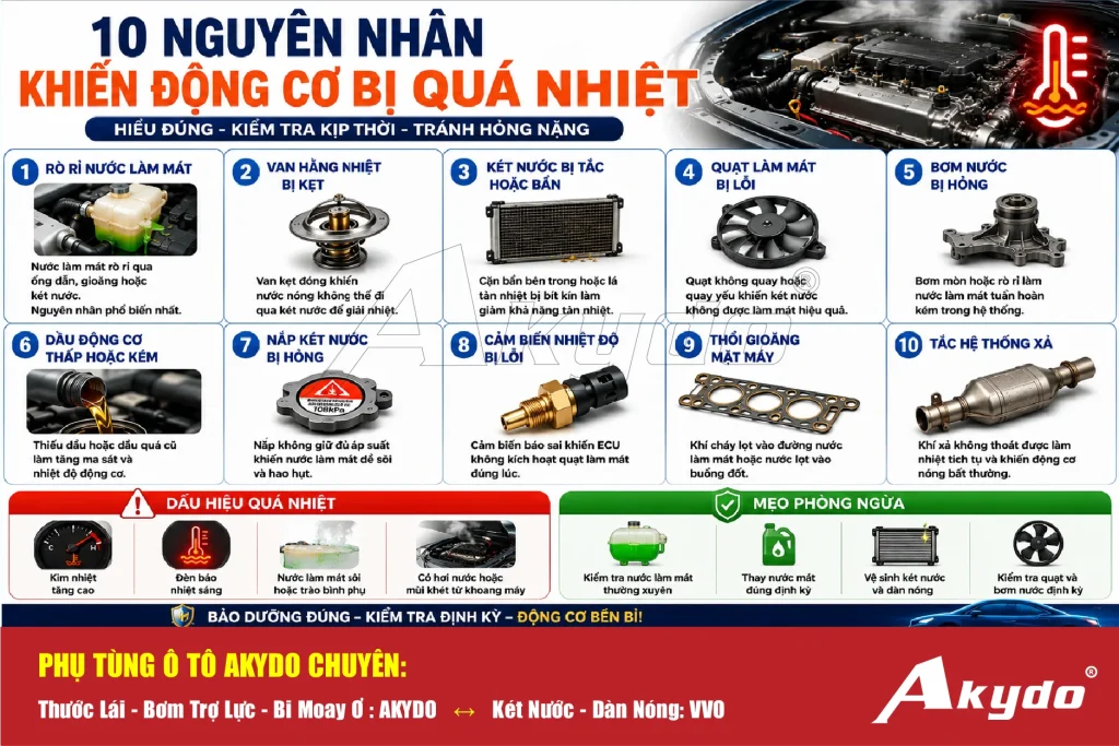 10 nguyên nhân động cơ ô tô bị quá nhiệt