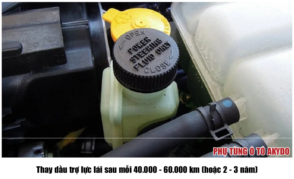 Thay dầu trợ lực lái sau mỗi 40.000 - 60.000 km (hoặc 2 - 3 năm)