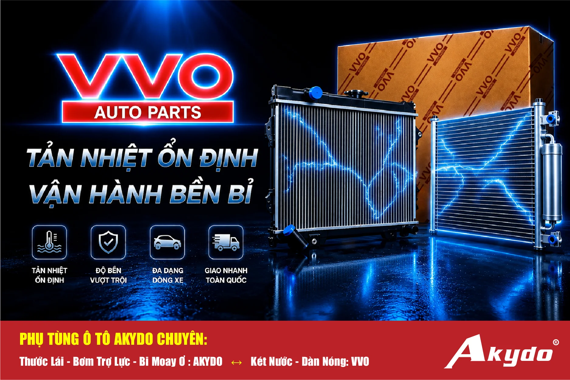 két nước dàn nóng ô tô vvo tản nhiệt ổn định vận hành bền bỉ