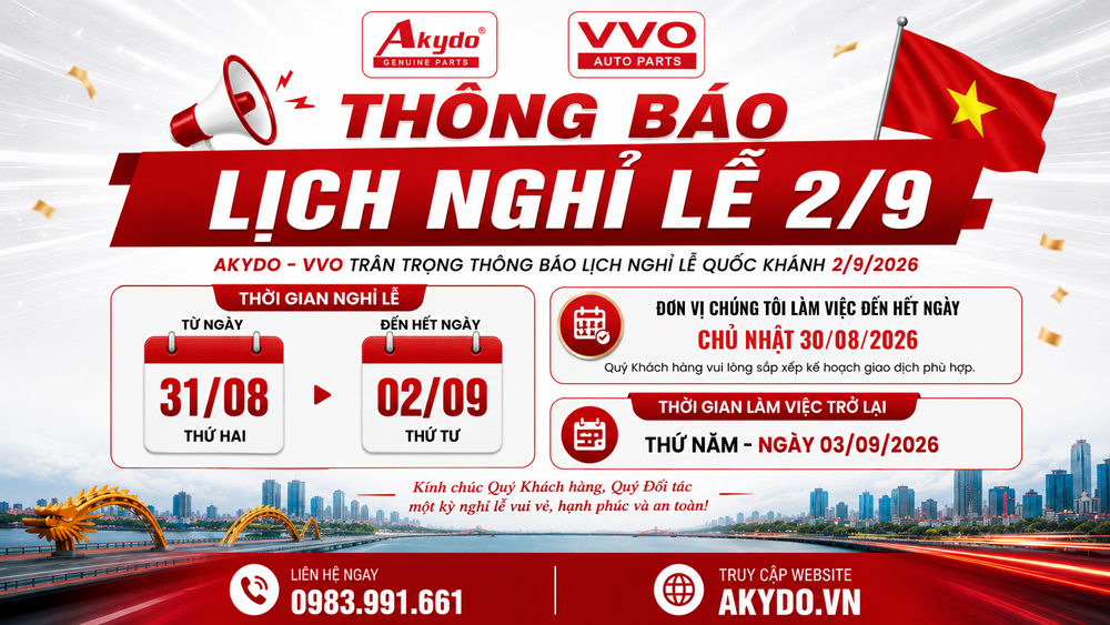 thông báo lịch nghỉ quốc khánh 2-9-2026 phụ tùng ô tô akydo vvo